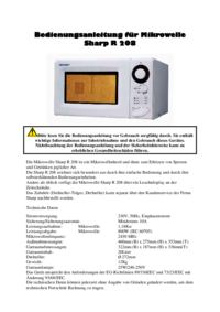 Um das Dokument anzuzeigen Sharp R-208 Bedienungsanleitung